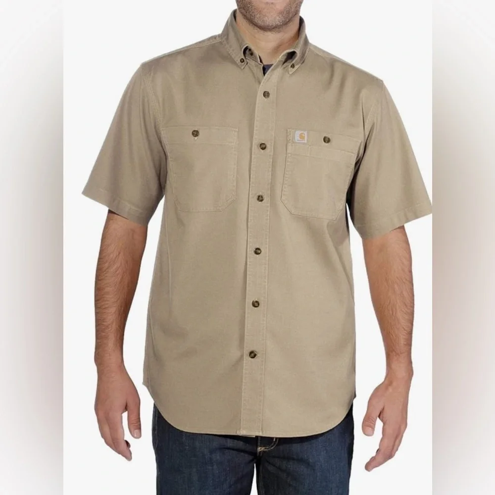 Carhartt Rugged Flex Short Sleeve Work Shirt Men’s 2XL Khaki Tan